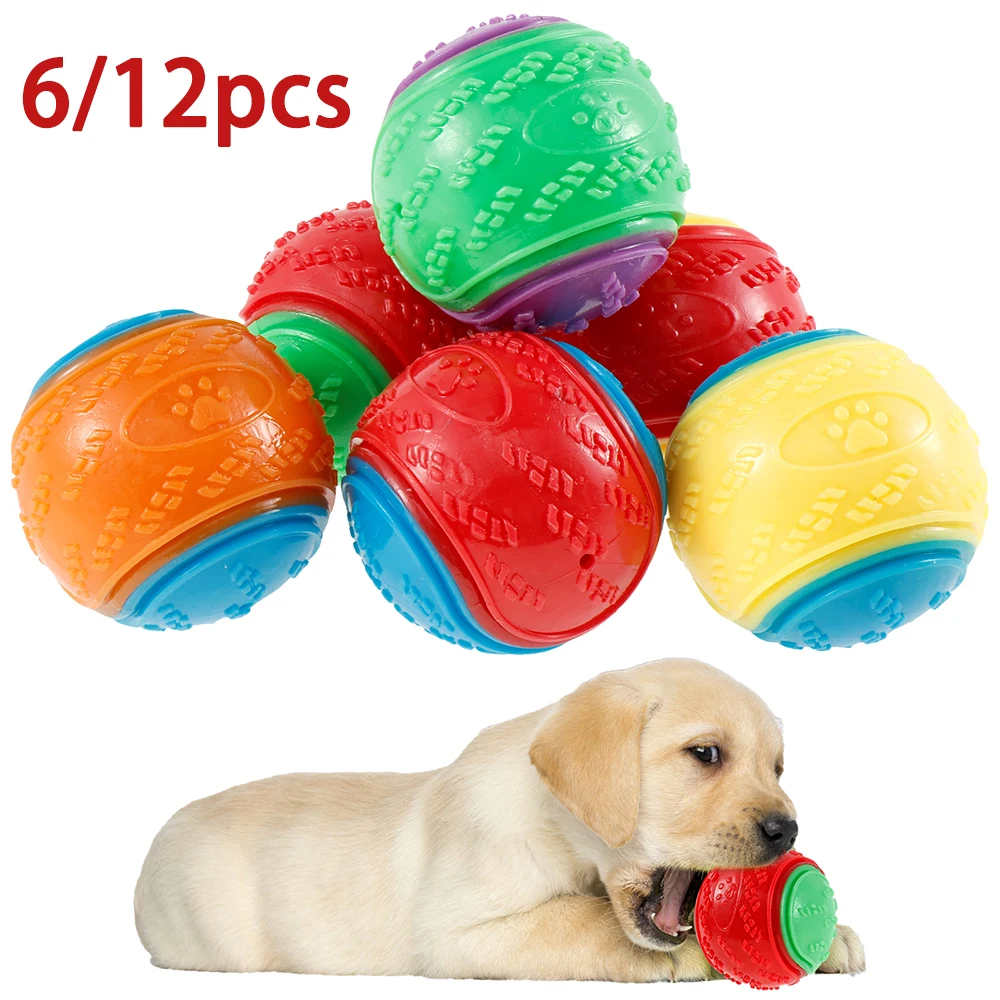 Indestructible Dog Chew Toy - 6/12 pçs cão bolas estridente brinquedos