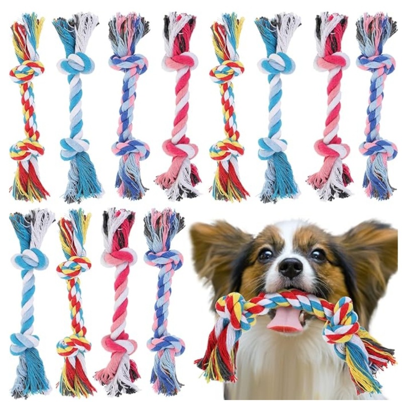 Interactive Squeaky Plush Dog Toy - Brinquedo para Cães: Nó de Corda