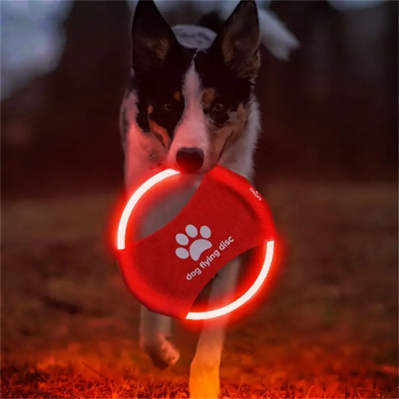 Flying Disc Dog Training Toy - Brinquedo para cães led brilhante disco
