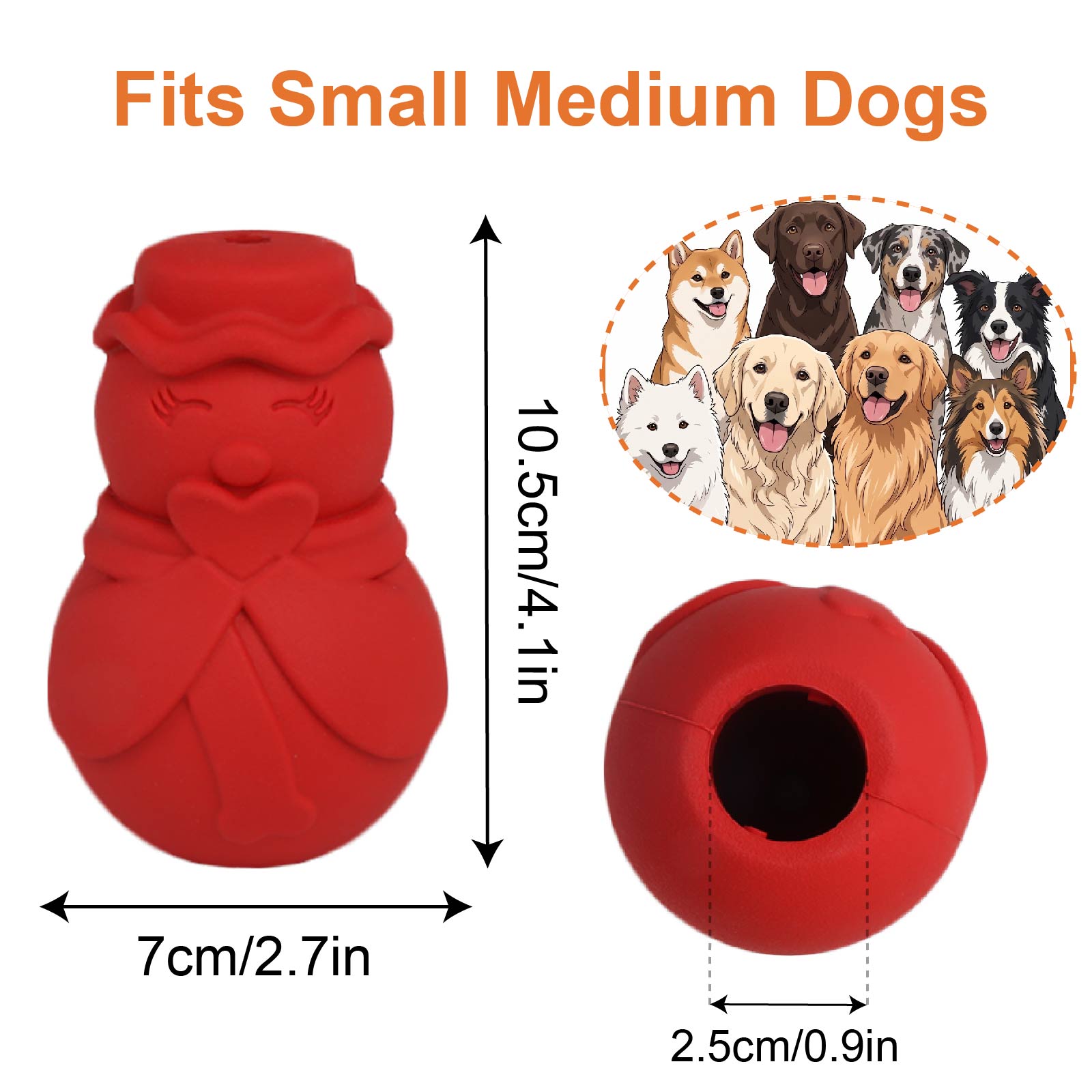 Rubber Treat Dispensing Dog Toy - Brinquedo de Quebra-Cabeça Boneco de Neve