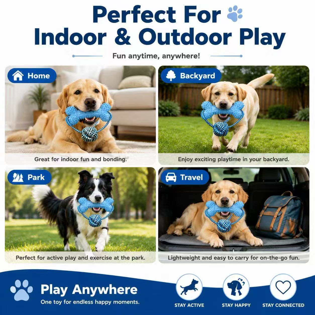 Dog Rope Toy Aggressive Chewers - Brinquedos para mastigar para cães, ideais